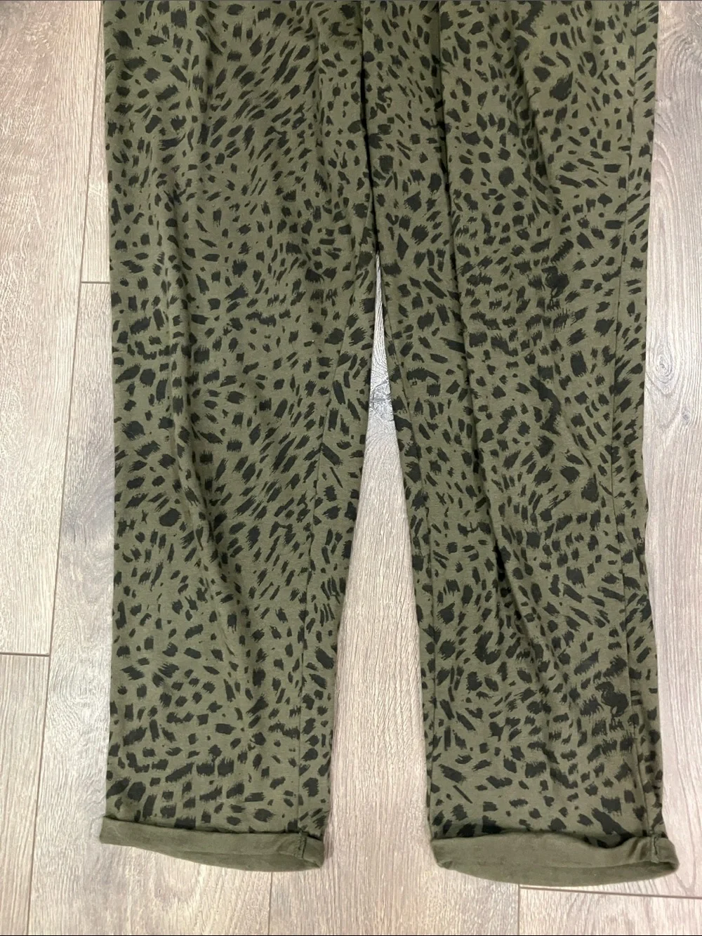 Treasure & Bond Olive and Black Leopard-Spot Jumpsuit, Like New, Size 10/12